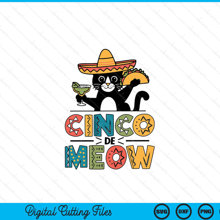 Cinco De Mayo Fiesta Mexican Cat SVG PNG Digital Printable Files