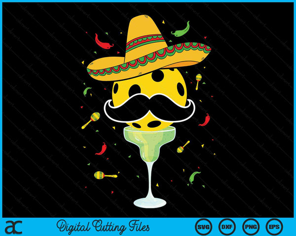 Cinco De Mayo Pickleball With Sombrero And Margarita SVG PNG Digital Cutting Files