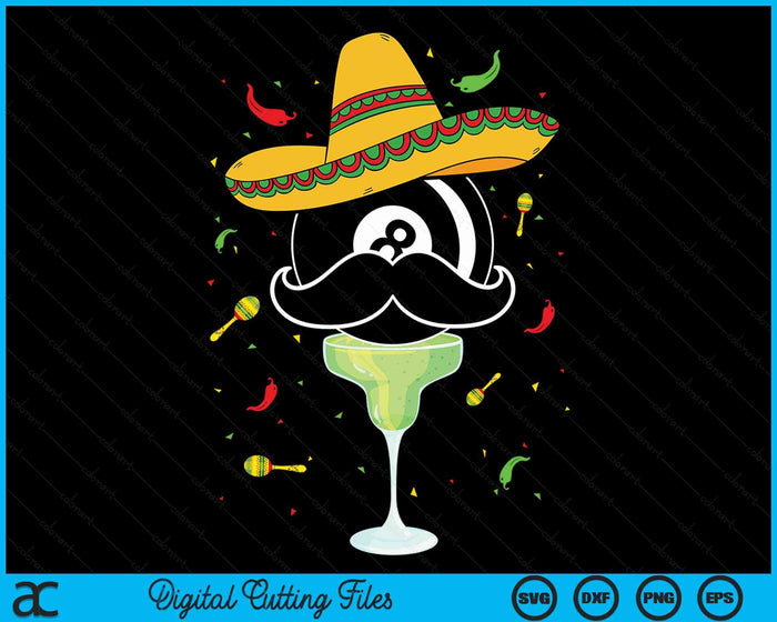 Cinco De Mayo Poolball met Sombrero en Margarita SVG PNG digitale snijbestanden