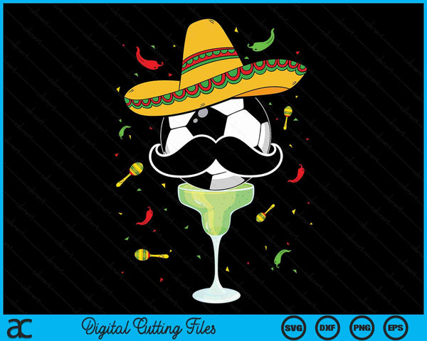 Cinco De Mayo voetbal met Sombrero en Margarita SVG PNG digitale snijbestanden