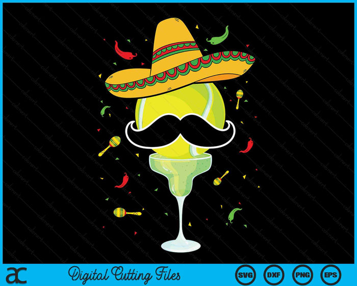 Cinco De Mayo Tennis Ball With Sombrero And Margarita SVG PNG Digital Cutting Files