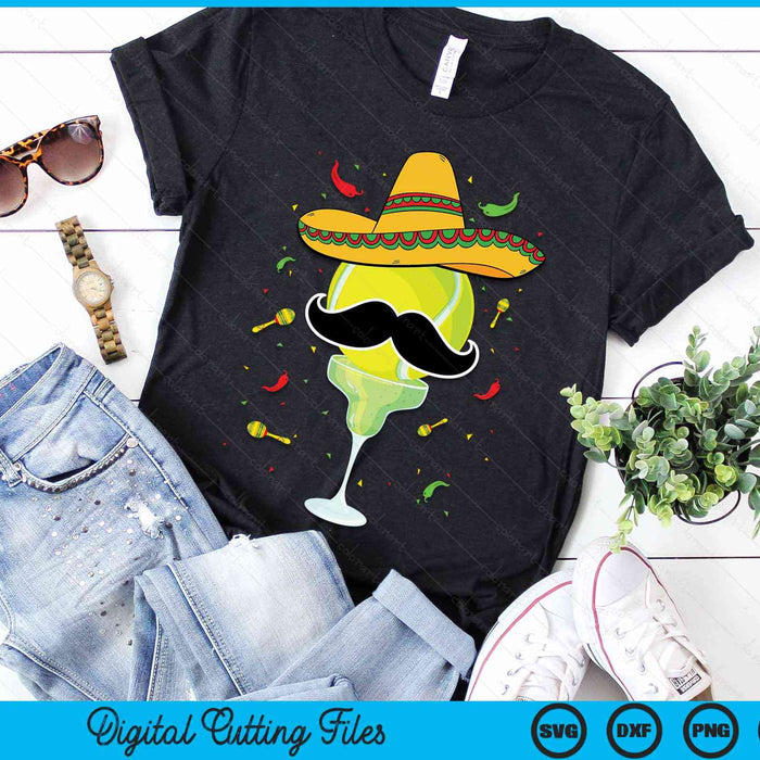Cinco De Mayo Tennis Ball With Sombrero And Margarita SVG PNG Digital Cutting Files
