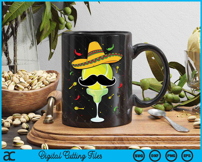 Cinco De Mayo tennisbal met Sombrero en Margarita SVG PNG digitale snijbestanden