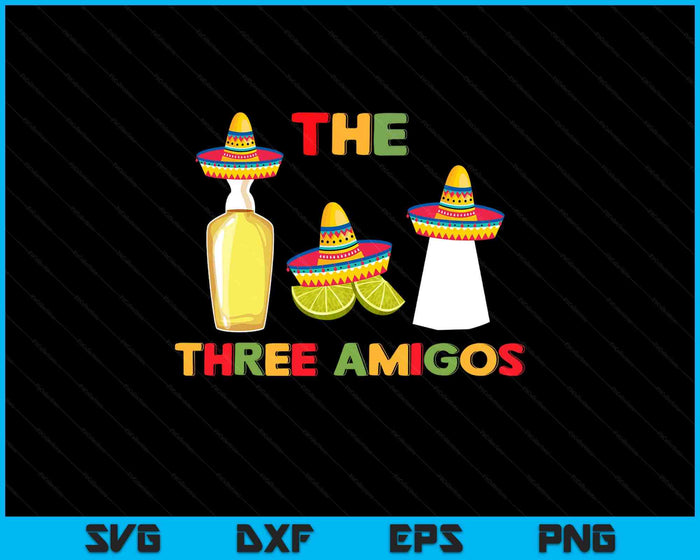 Cinco De Mayo Three Amigos Tequila Lime Salt Alcohol SVG PNG Digital Printable Files