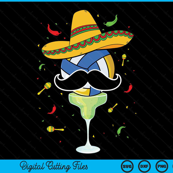 Cinco De Mayo volleybal met Sombrero en Margarita SVG PNG digitale snijbestanden