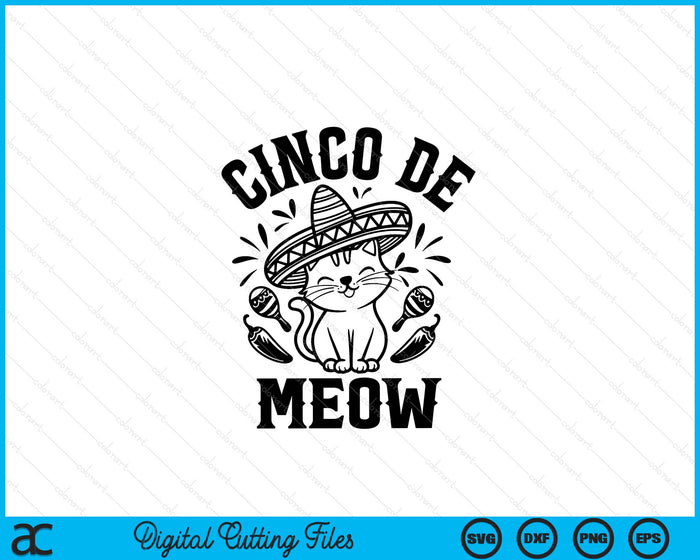 Cinco De Mexican Mexican Festival Cat SVG PNG Digital Printable Files