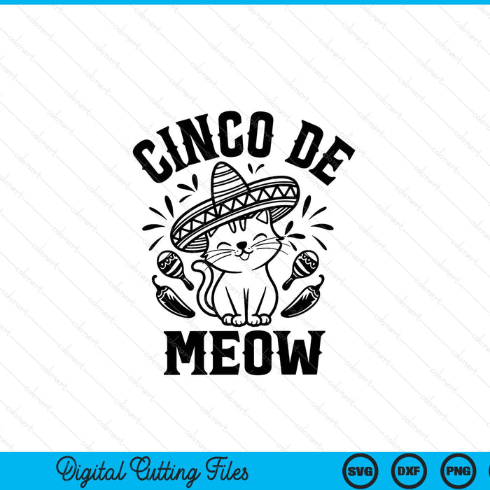 Cinco De Mexican Mexican Festival Cat SVG PNG Digital Printable Files