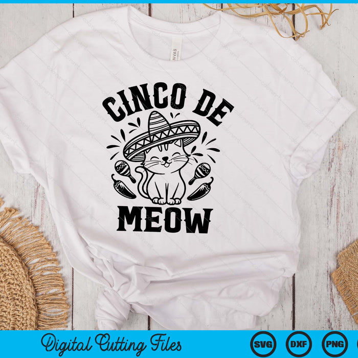 Cinco De Mexican Mexican Festival Cat SVG PNG Digital Printable Files