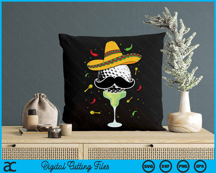 Cinco de Mayo Golf Ball With Sombrero and Margarita Golfer SVG PNG Digital Cutting Files