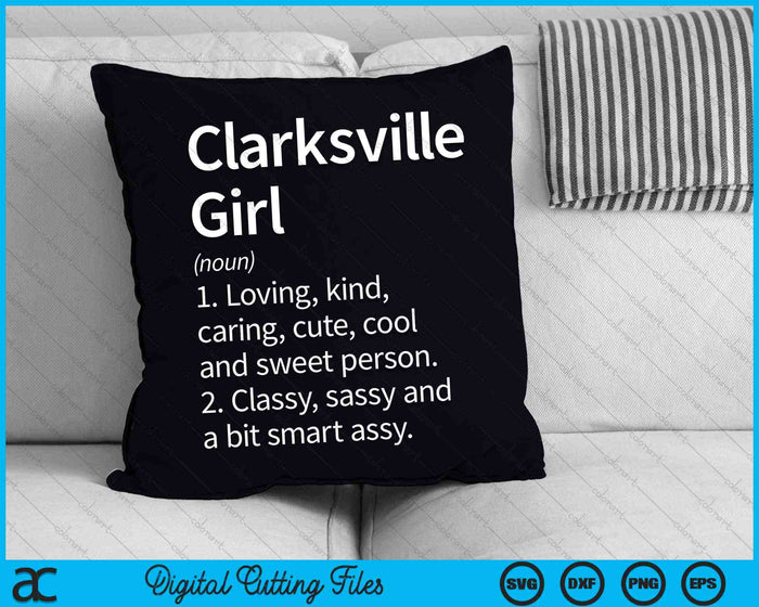 Clarksville Girl TN Tennessee Home Roots SVG PNG Archivos de corte digital