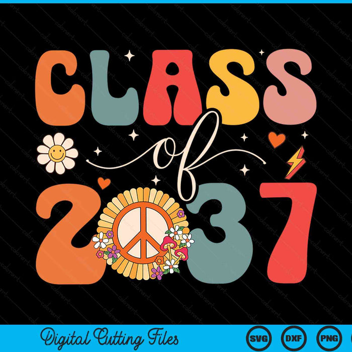 Class of 2037 hippie peace grow me kindergarten to graduate SVG cut file
