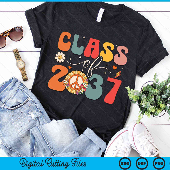 Class Of 2037 Hippie Peace Grow Me Kindergarten To Graduate SVG PNG Digital Cutting Files