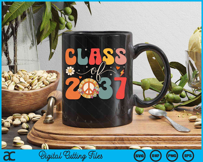 Class Of 2037 Hippie Peace Grow Me Kindergarten To Graduate SVG PNG Digital Cutting Files