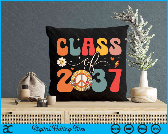 Class Of 2037 Hippie Peace Grow Me Kindergarten To Graduate SVG PNG Digital Cutting Files