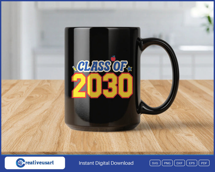 Class Of 2030 design on a black coffee mug