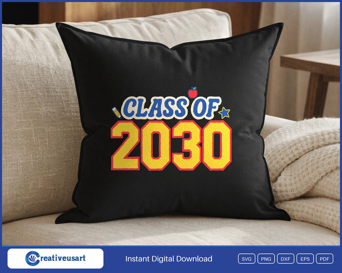Class Of 2030 design on a black throw pillow