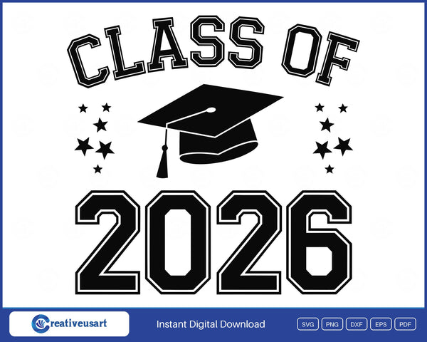 Class Of 2026 graduation cap SVG design