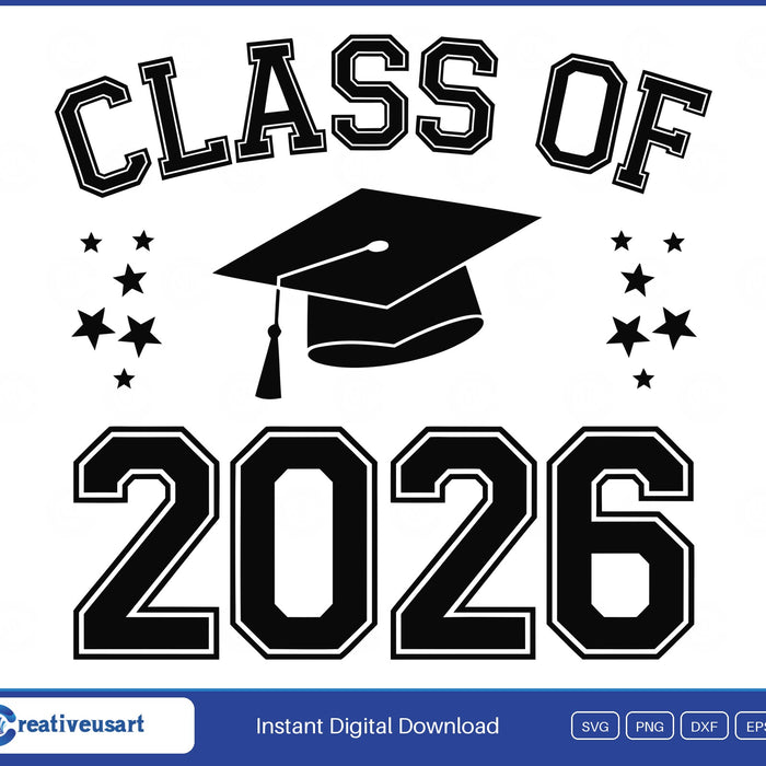 Class Of 2026 graduation cap SVG design