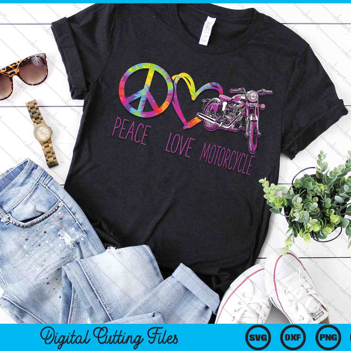 Classic Motorcycle Biker Tie Dye Peace Love Motorcycle SVG PNG Digital Printable Files