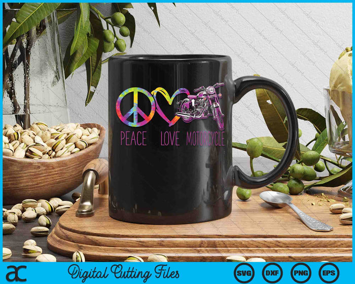 Classic Motorcycle Biker Tie Dye Peace Love Motorcycle SVG PNG Digital Printable Files