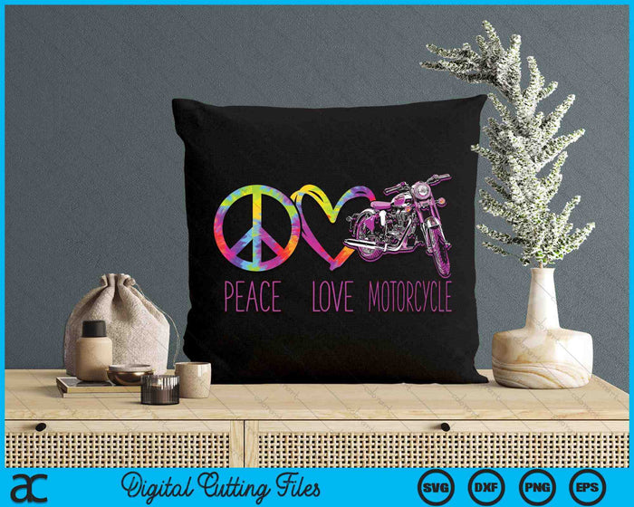 Classic Motorcycle Biker Tie Dye Peace Love Motorcycle SVG PNG Digital Printable Files