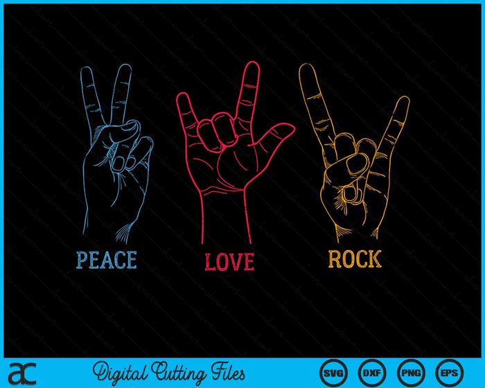Classic Peace Love Rock Vintage Tee Concert Band Rock Music SVG PNG Digital Cutting Files