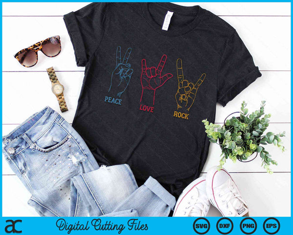 Classic Peace Love Rock Vintage Tee Concert Band Rock Music SVG PNG Digital Cutting Files