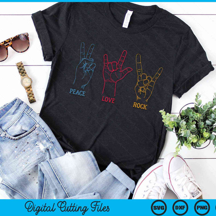 Classic Peace Love Rock Vintage Tee Concert Band Rock Music SVG PNG Digital Cutting Files