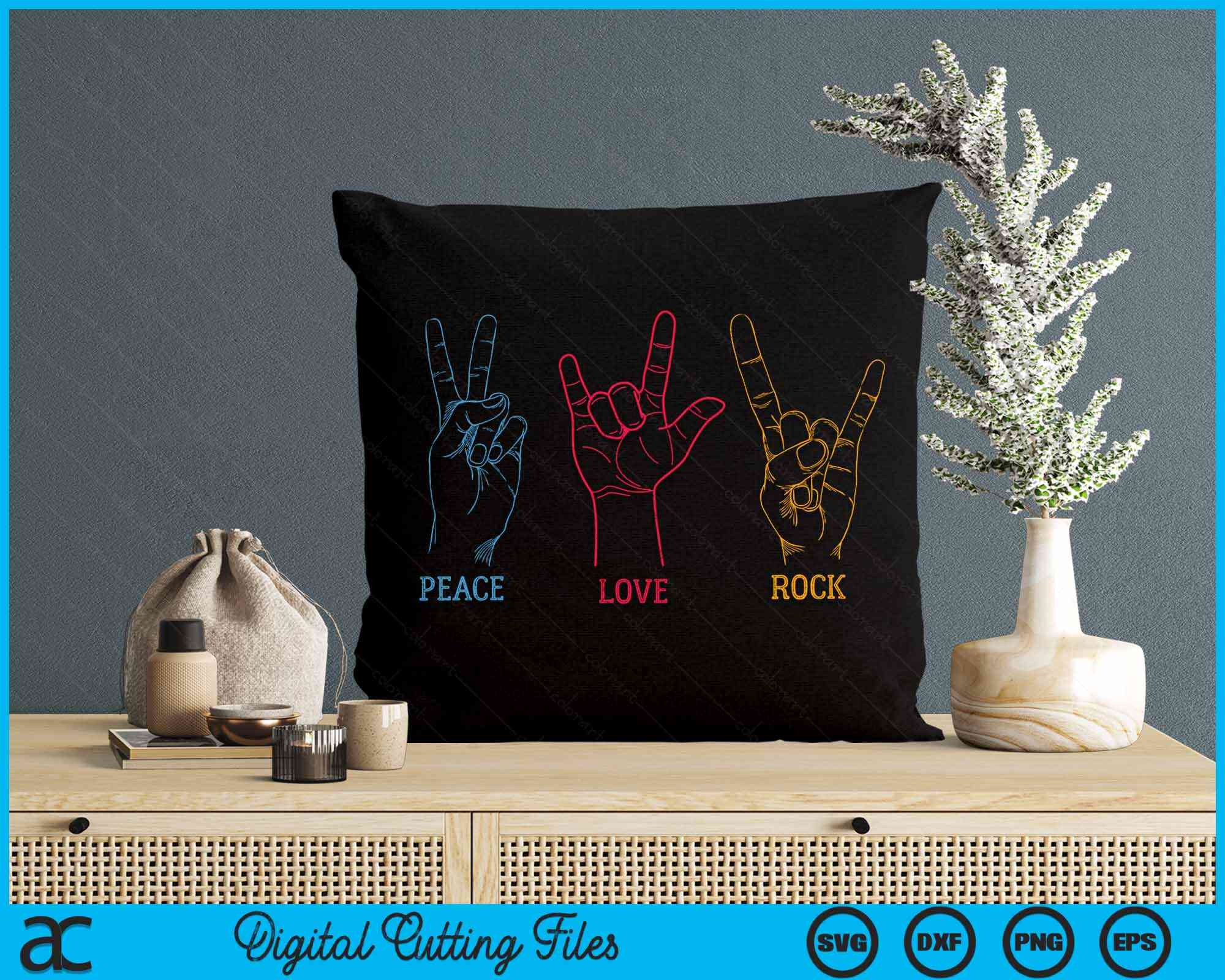 File Rock Classic Peace Love Rock Vintage Tee Concert Band Rock Music SVG Files ...