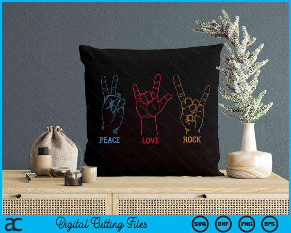 Classic Peace Love Rock Vintage Tee Concert Band Rock Music SVG PNG Digital Cutting Files