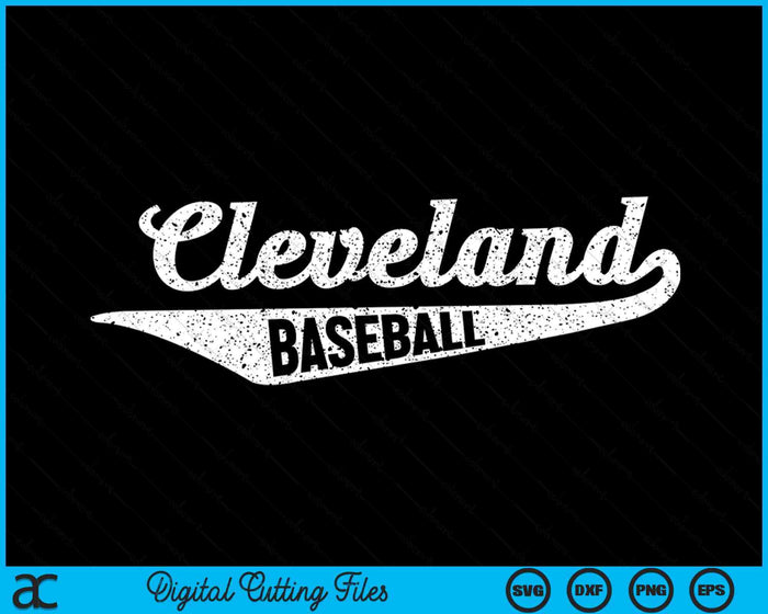 Cleveland Baseball Script Vintage noodlijdende SVG PNG digitale snijbestanden