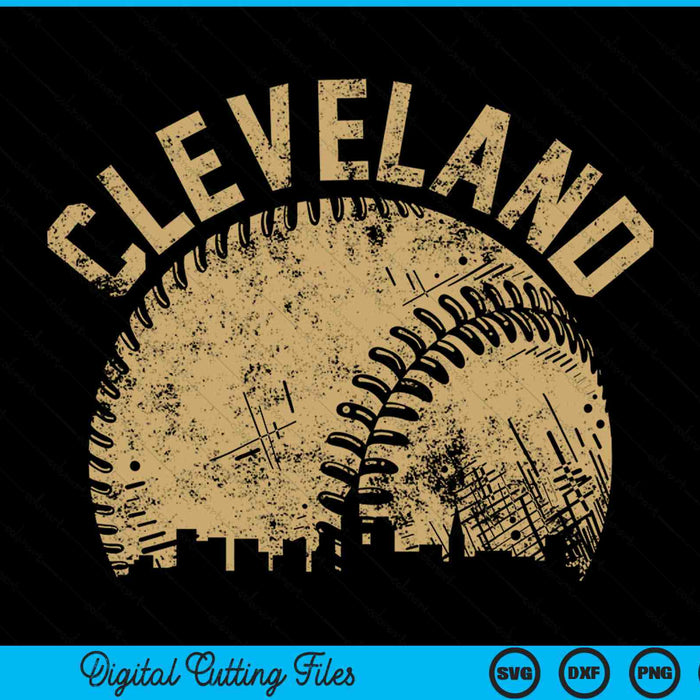 Cleveland Baseball Skyline Player Coach Fan SVG PNG Digital Printable Files