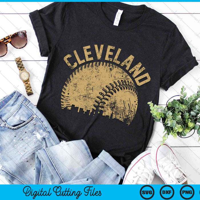 Cleveland Baseball Skyline Player Coach Fan SVG PNG Digital Printable Files