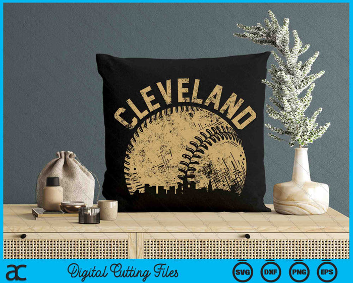 Cleveland Baseball Skyline Player Coach Fan SVG PNG Digital Printable Files