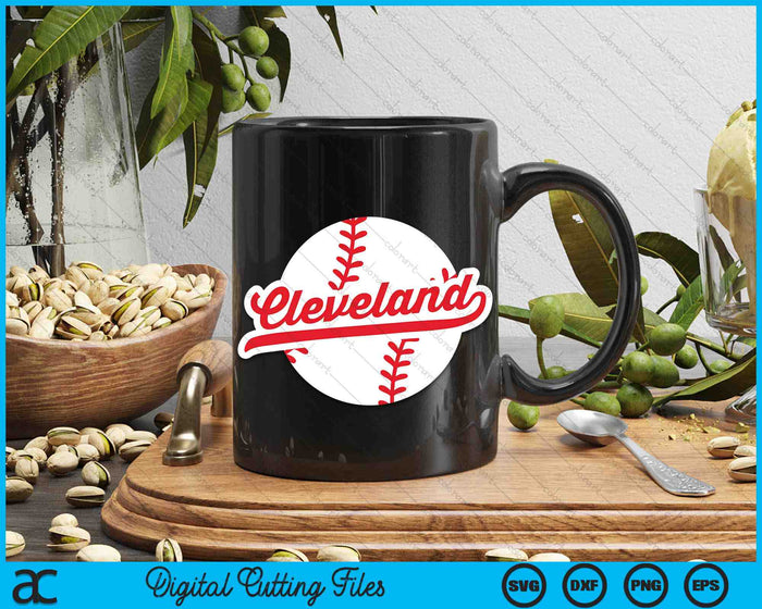 Cleveland Baseball Vintage Ohio Pride Love City Red SVG PNG Digital Cutting Files