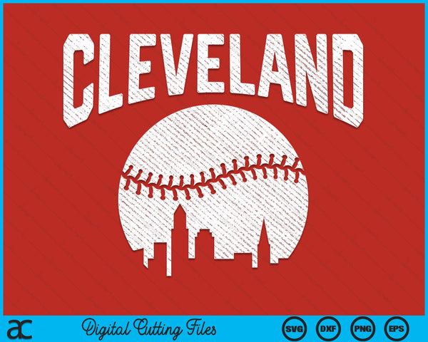 Cleveland City California Baseball Skyline Vintage Souvenir SVG PNG Digital Printable Files
