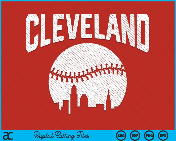 Cleveland City California Baseball Skyline Vintage Souvenir SVG PNG Digital Printable Files