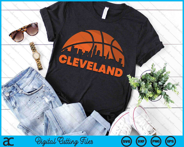 Cleveland City Skyline Cleveland Basketball SVG PNG Digital Cutting Files - on a t-shirt