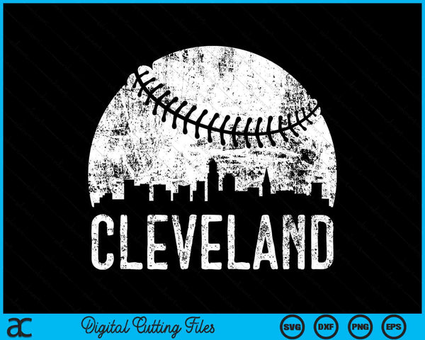 Cleveland Skyline Vintage Cleveland Baseball SVG PNG Digital Cutting Files