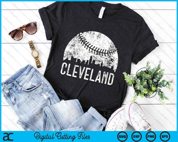 Cleveland Skyline Vintage Cleveland Baseball SVG PNG Digital Cutting Files