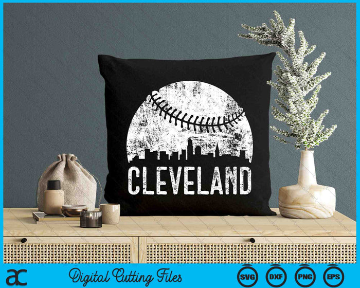 Cleveland Skyline Vintage Cleveland Baseball SVG PNG Digital Cutting Files