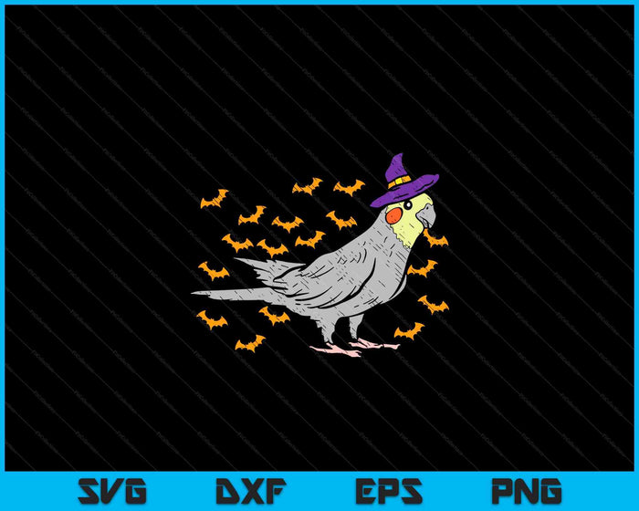 Cockatiel Bird Witch Hat Halloween Animal Lover Gift SVG PNG Digital Cutting Files