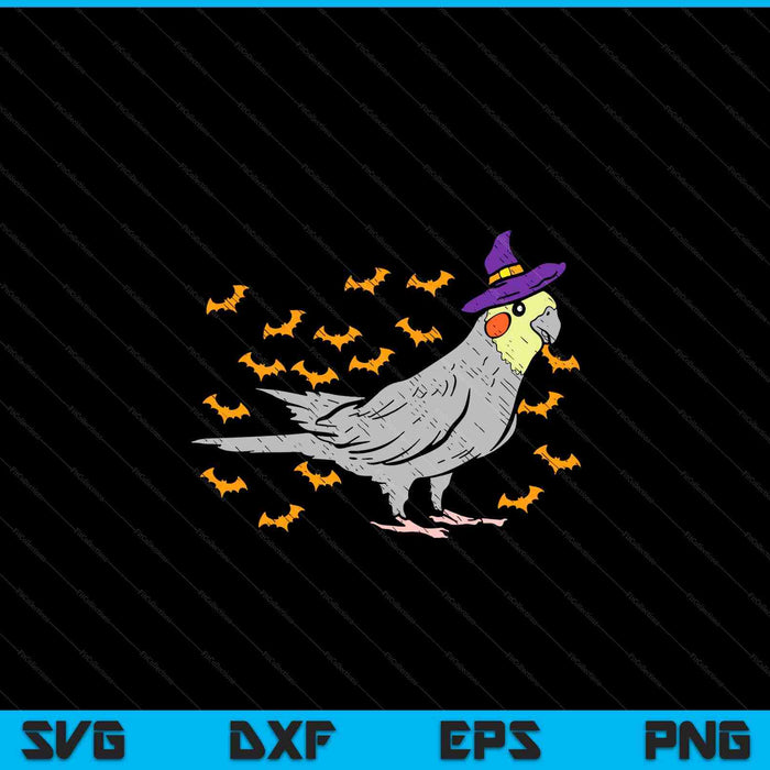Cockatiel bird witch hat Halloween animal lover SVG cut file