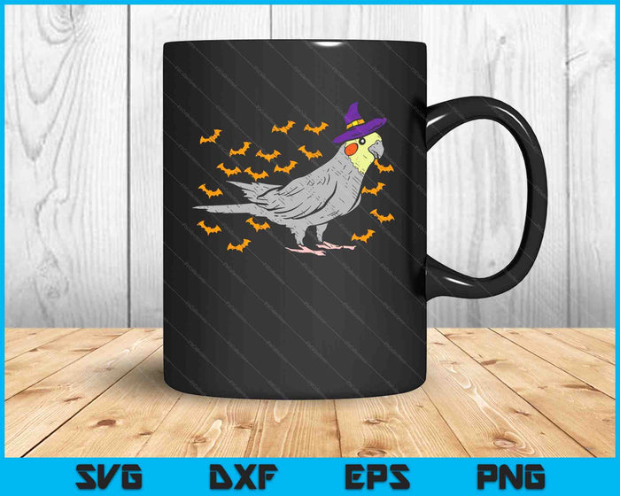 Cockatiel Bird Witch Hat Halloween Animal Lover Gift SVG PNG Digital Cutting Files