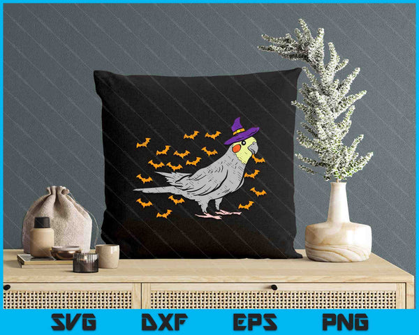 Cockatiel Bird Witch Hat Halloween Animal Lover Gift SVG PNG Digital Cutting Files