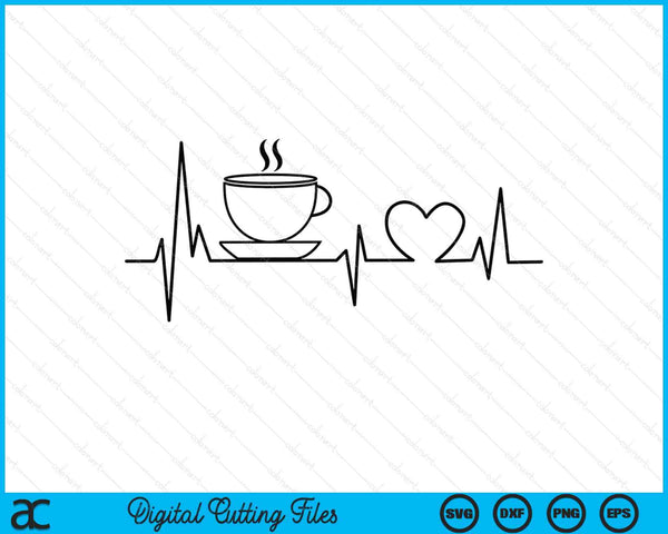 Coffee cup heartbeat coffee pulse SVG cut file