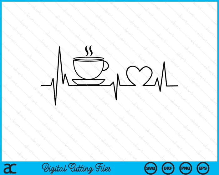 Coffee Cup Heartbeat Coffee Pulse SVG PNG Digital Printable Files