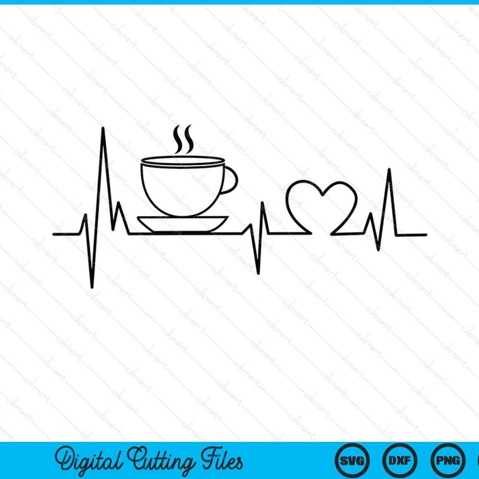Coffee Cup Heartbeat Coffee Pulse SVG PNG Digital Printable Files