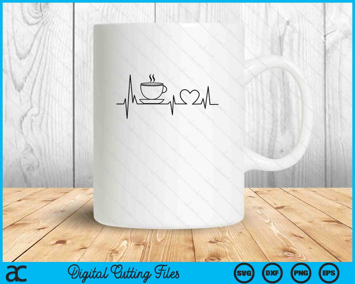 Coffee Cup Heartbeat Coffee Pulse SVG PNG Digital Printable Files