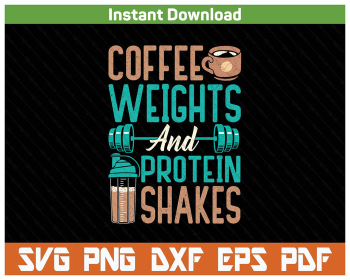 Gym Lover Coffee Weights Workout SVG PNG Cutting Files